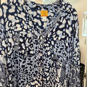 Ruby Rd. Women's Blue Patterned Blouse